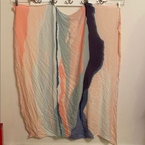 Pastel watercolor pink &blue oversized scarf shawl